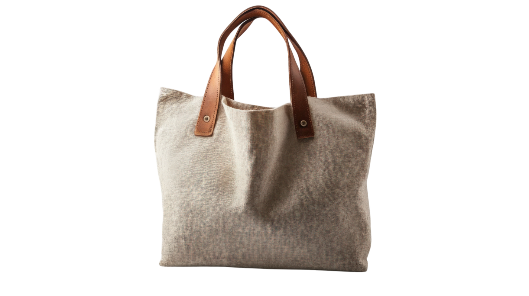 The canvas tote bag is made from natural cotton and leather png