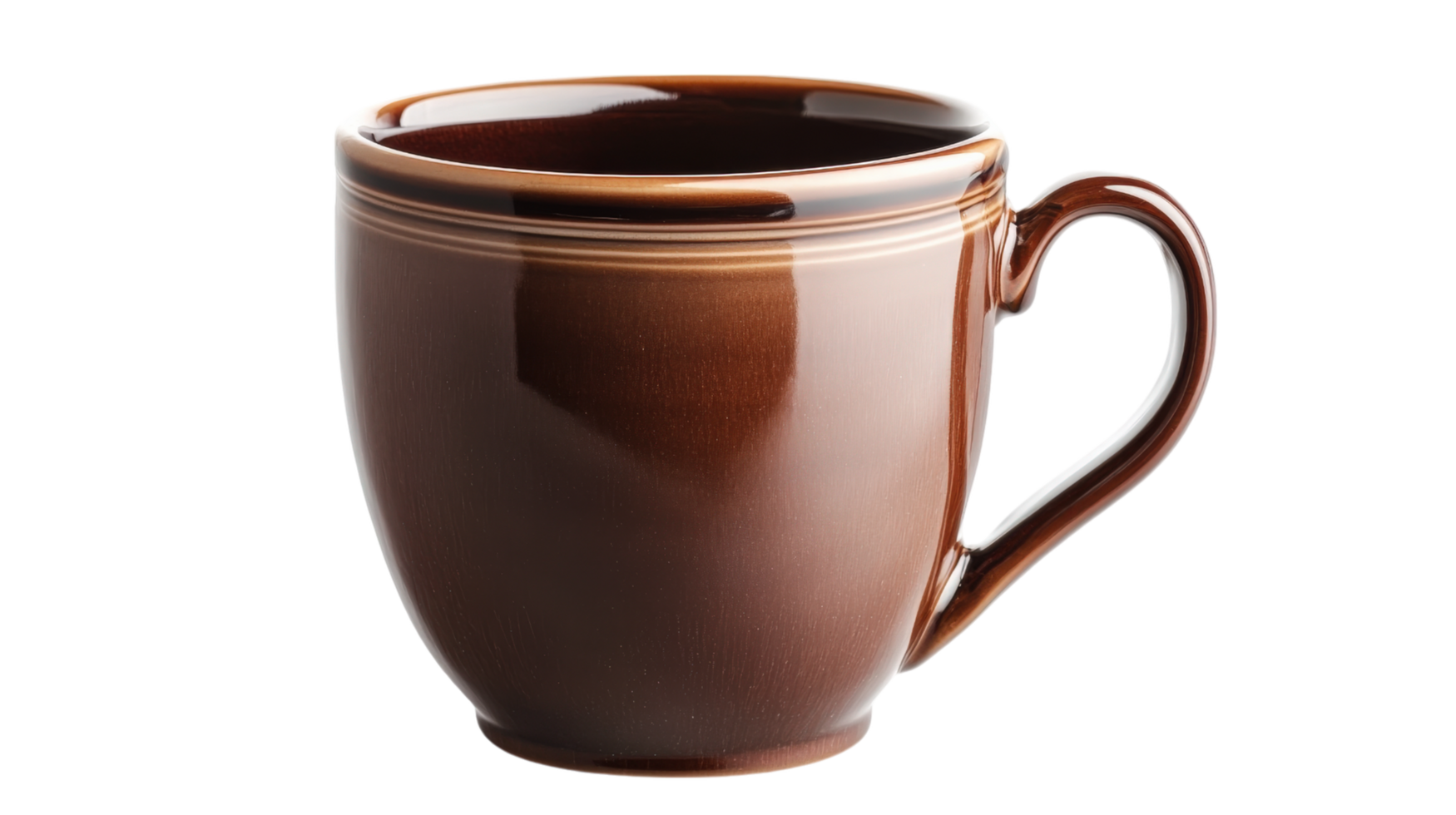 A brown mug with a handle on a black background png