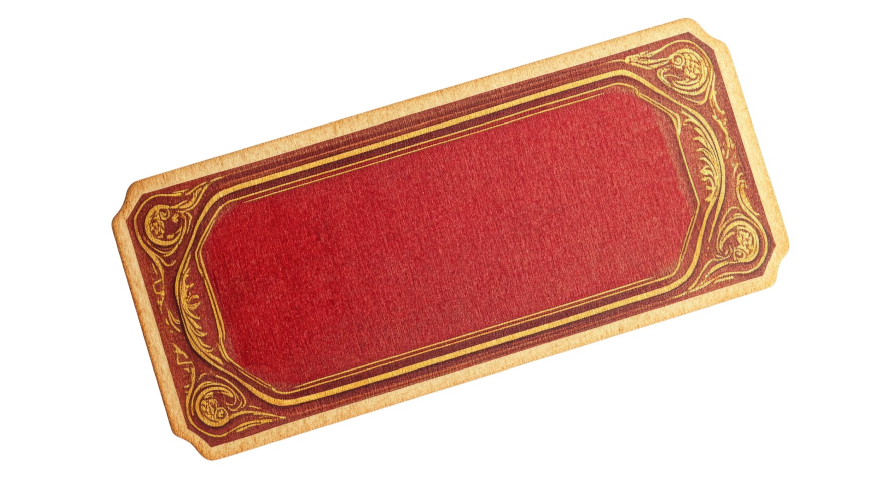 A red and gold card with a gold border png