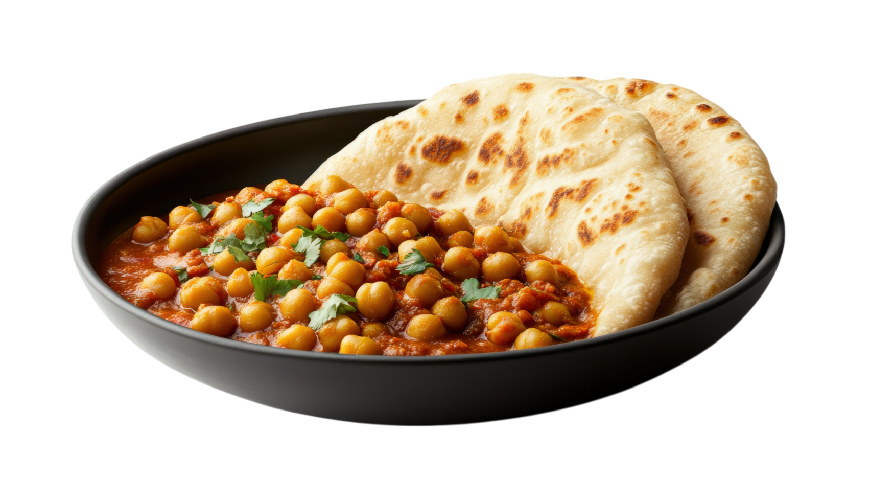 Chickpea curry with naan png