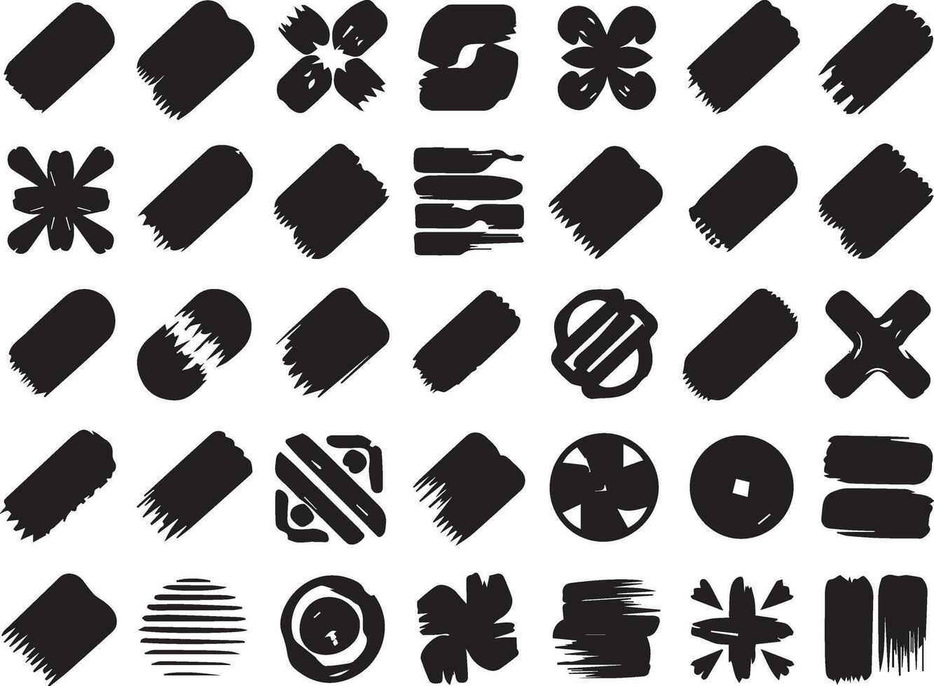 A set of black and white brush strokes vector