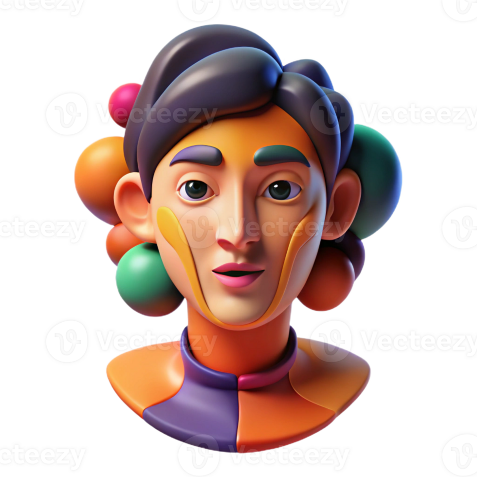 magnificent classic An abstract interpretation of a human face, using distorted shapes and bold colors, in a surrealist, portrait style 4K png