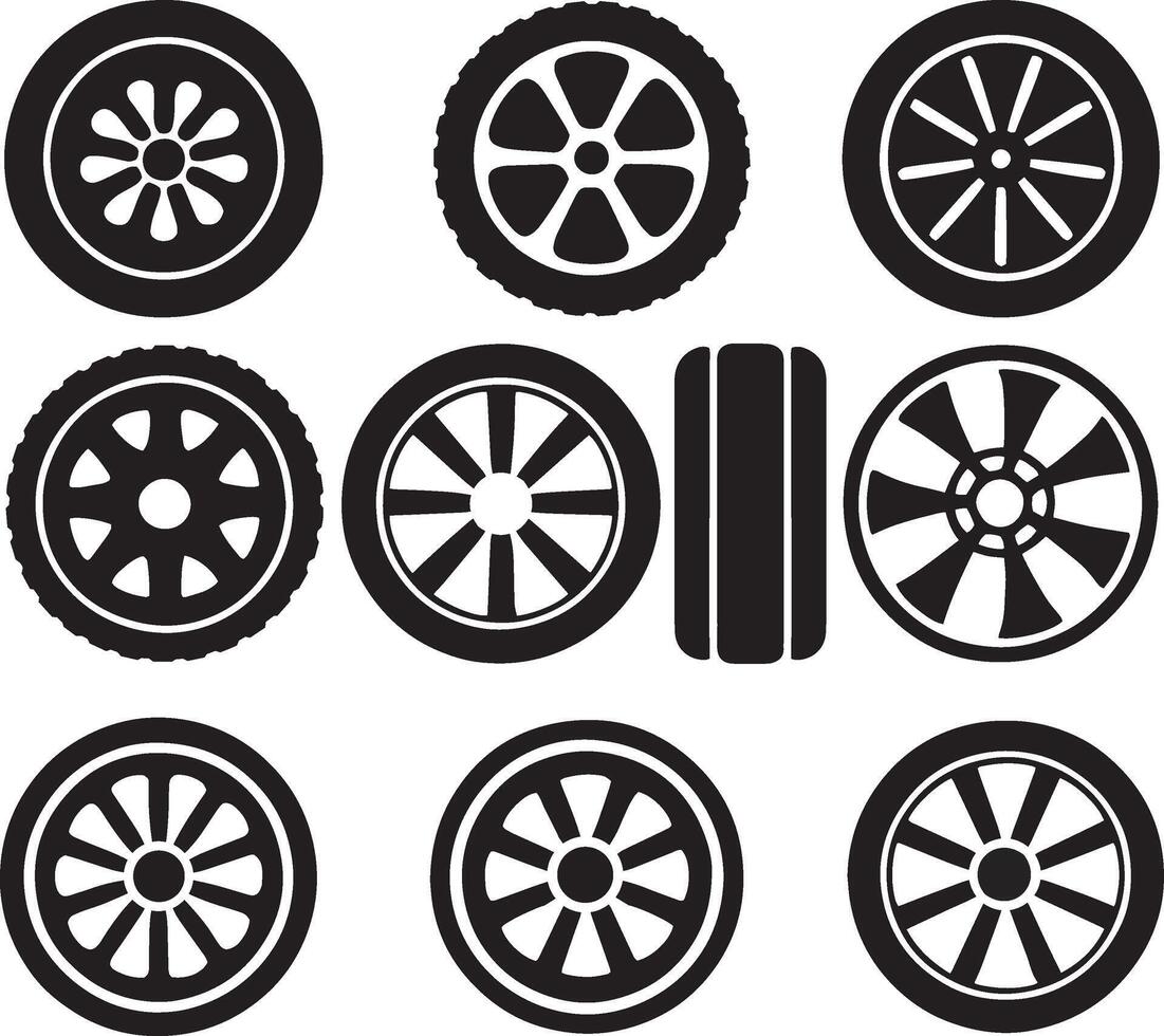Car wheel icon set vector