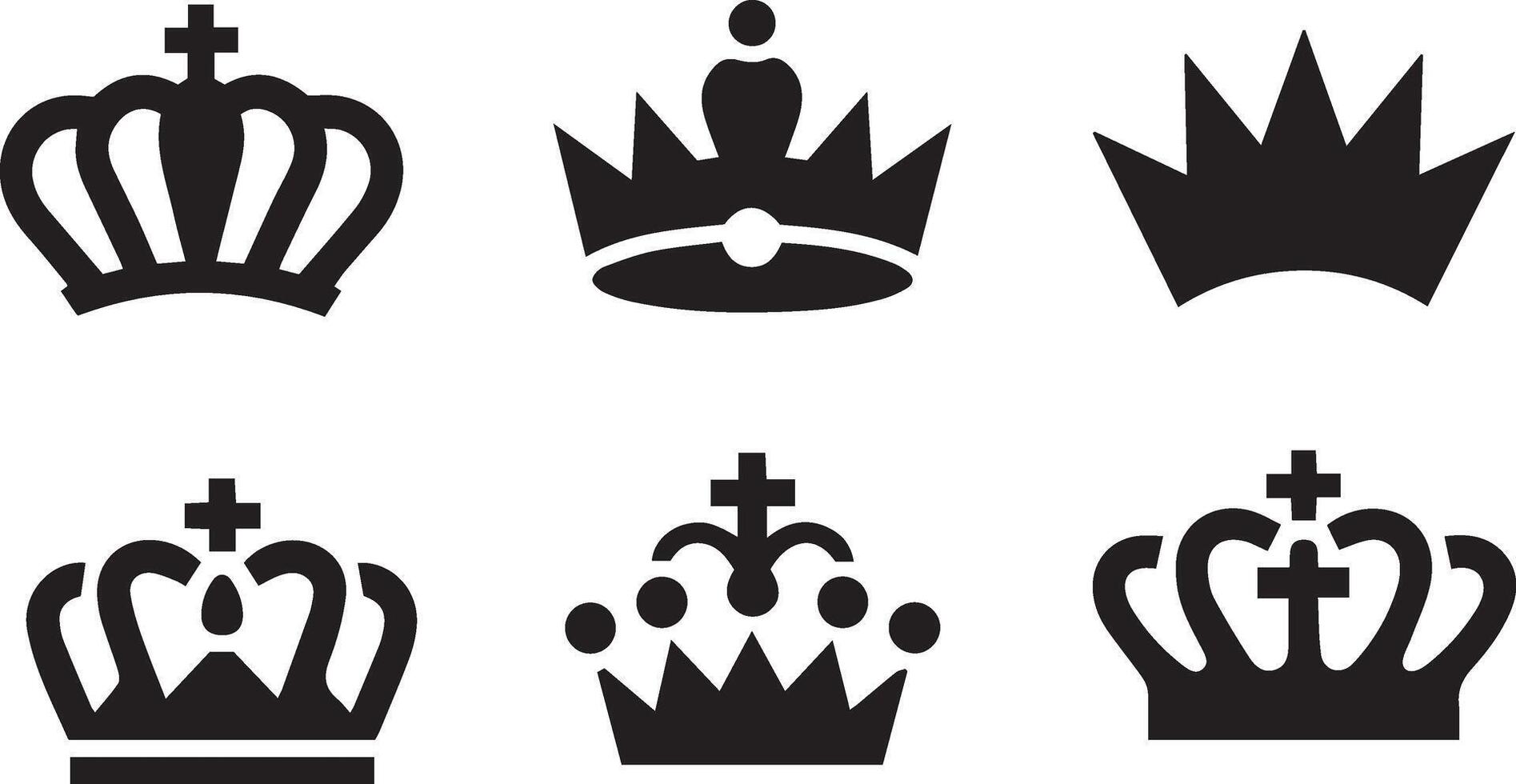 A set of crowns in different styles vector