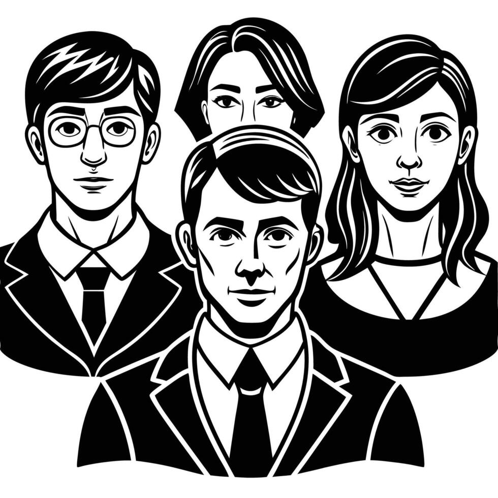 Illustration of Diverse People in Flat Style on White Background vector