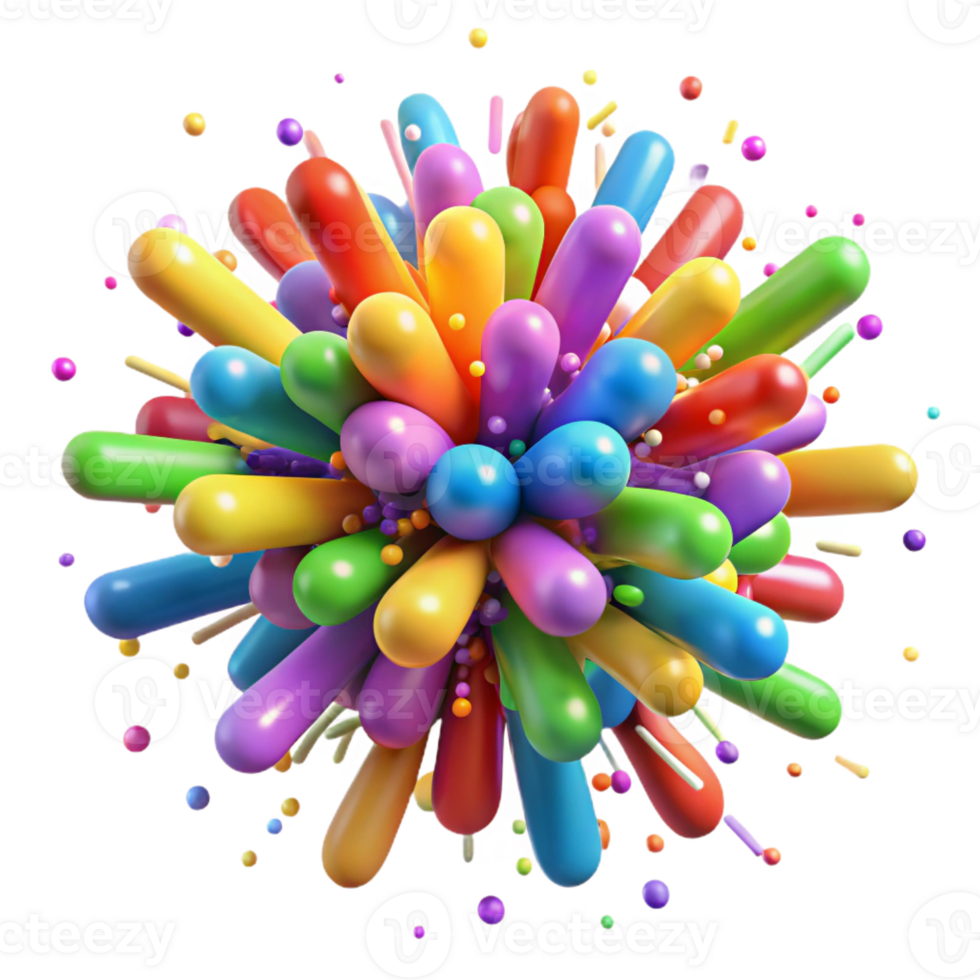 elegant modern A chaotic explosion of colorful particles, resembling a burst of confetti, in a celebratory, festive style authentic png