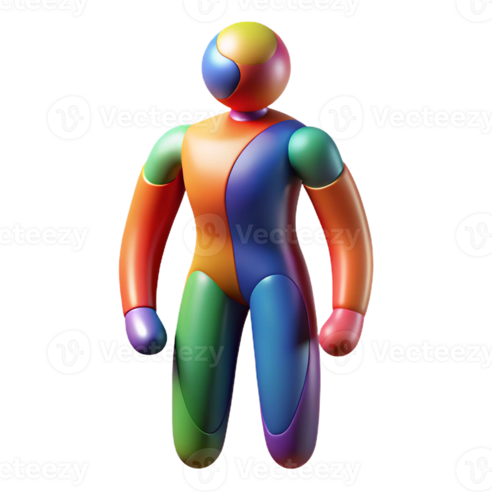 extraordinary artistic An abstract interpretation of a human figure, using distorted proportions and bold colors, in a surrealist, figurative style 4K png
