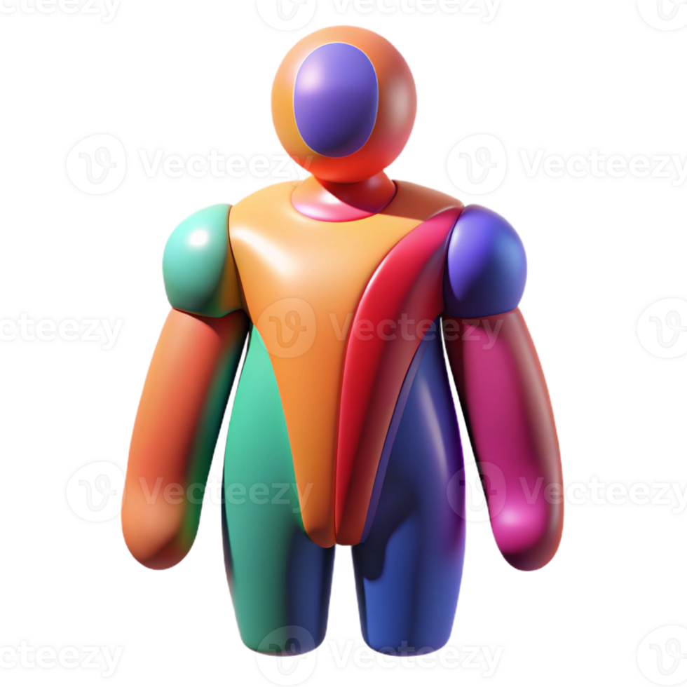 beautiful contemporary An abstract interpretation of a human figure, using distorted proportions and bold colors, in a surrealist, figurative style high resolution png