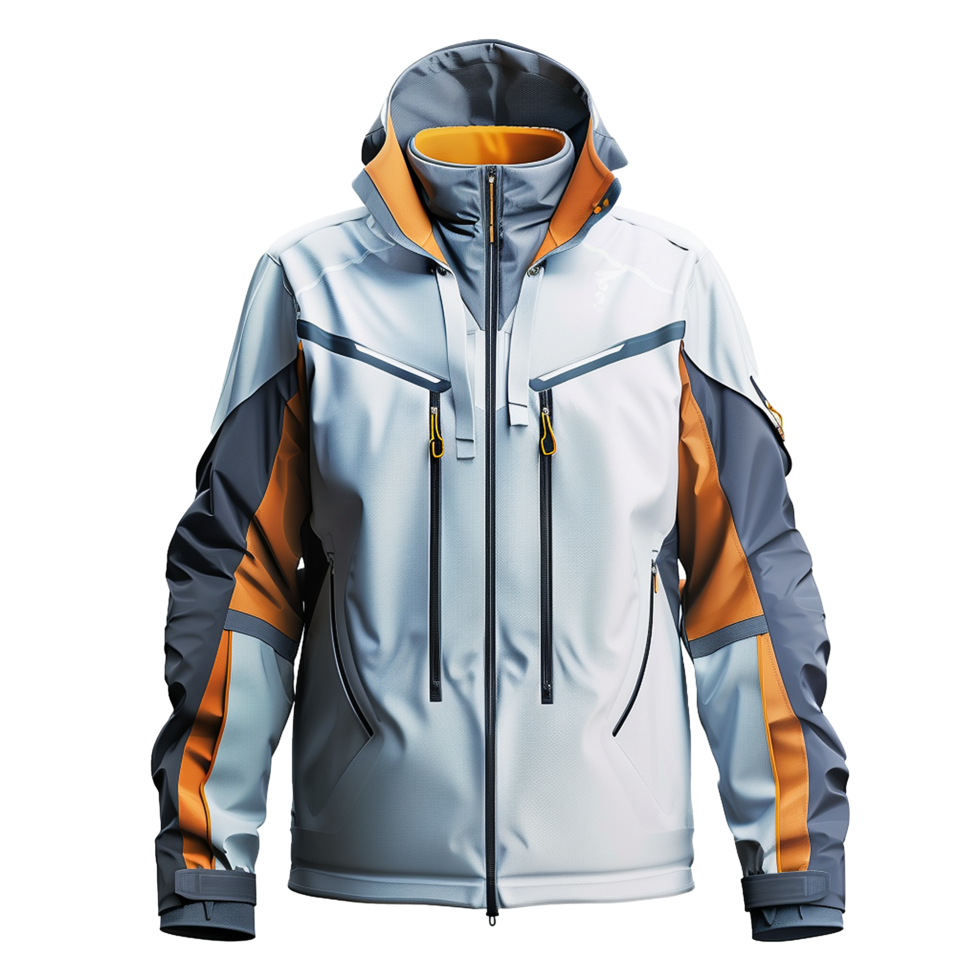 Stylish and Functional ThreeColor Block Mens Ski Jacket with Hood png