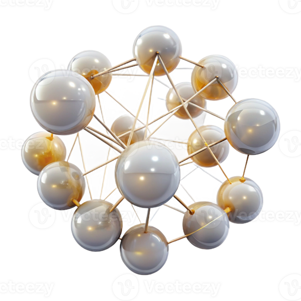 vibrant classic A cluster of translucent orbs, interconnected by thin, glowing lines, resembling a network of neurons, in a scientific, bio-art style premium png