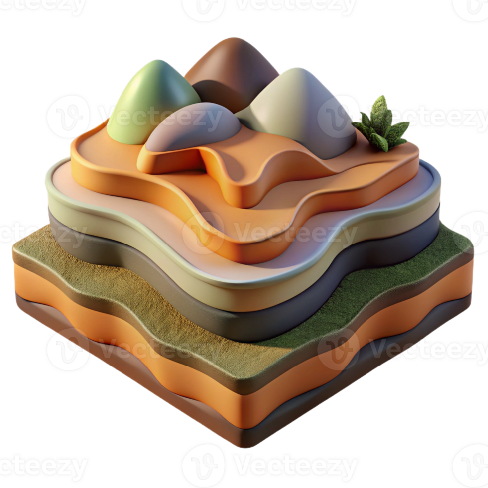 impressive contemporary An abstract representation of a landscape, using layered textures and earthy colors, in a textured, impressionist style authentic png