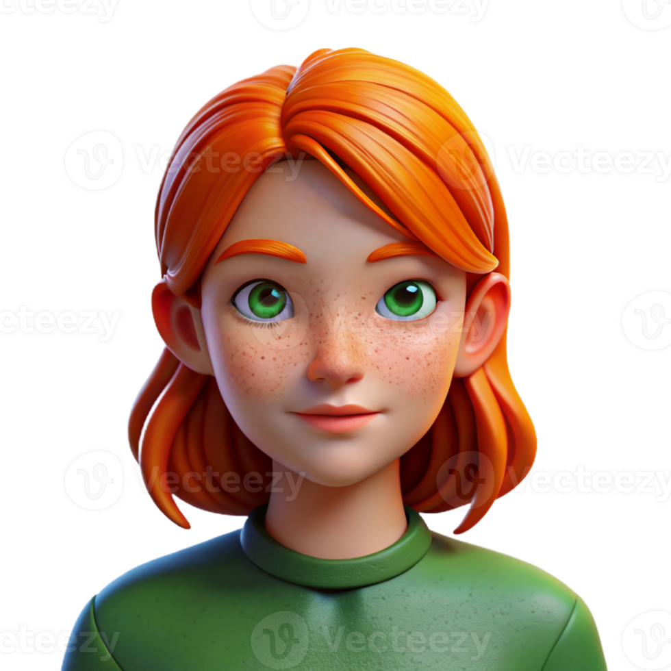 beautiful abstract Portrait of a young woman with fiery red hair, freckles, and piercing green eyes, lit by a soft Rembrandt light, painted in the style of John Singer Sargent genuine png
