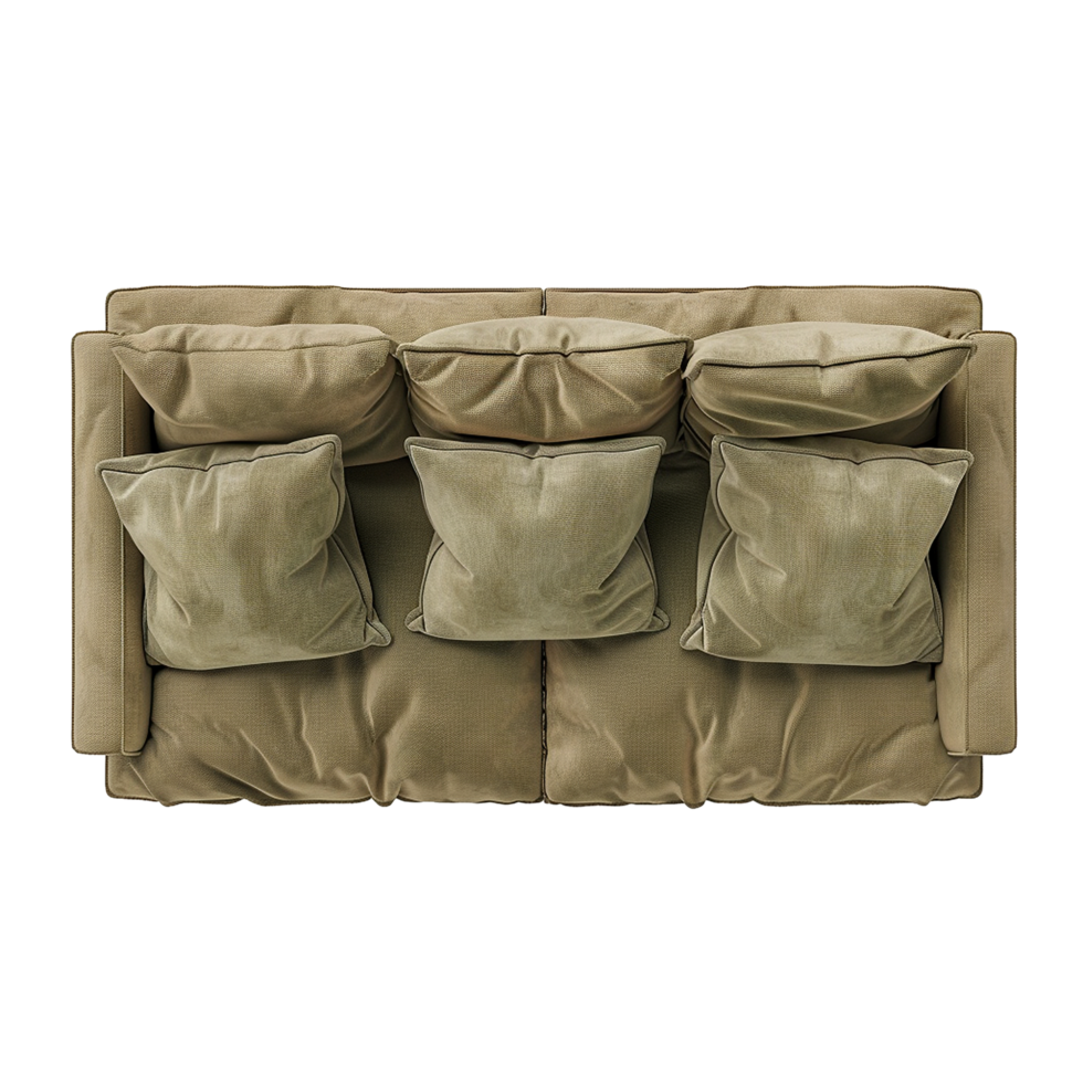 Top View of a Beige Sofa with Five Cushions for Comfortable Seating png