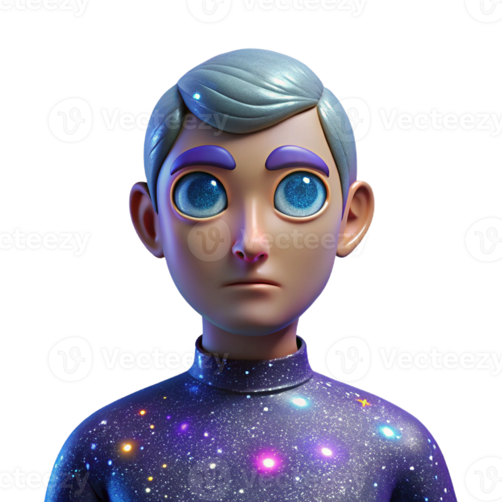 wonderful rustic Portrait of a person with eyes made of galaxies, cosmic lighting, space art style professional png