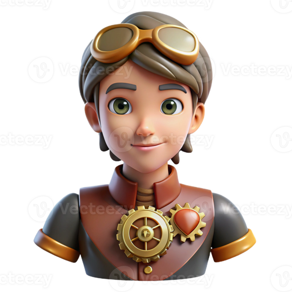 beautiful creative Portrait of a person with a clockwork heart visible through their chest, steampunk style authentic png