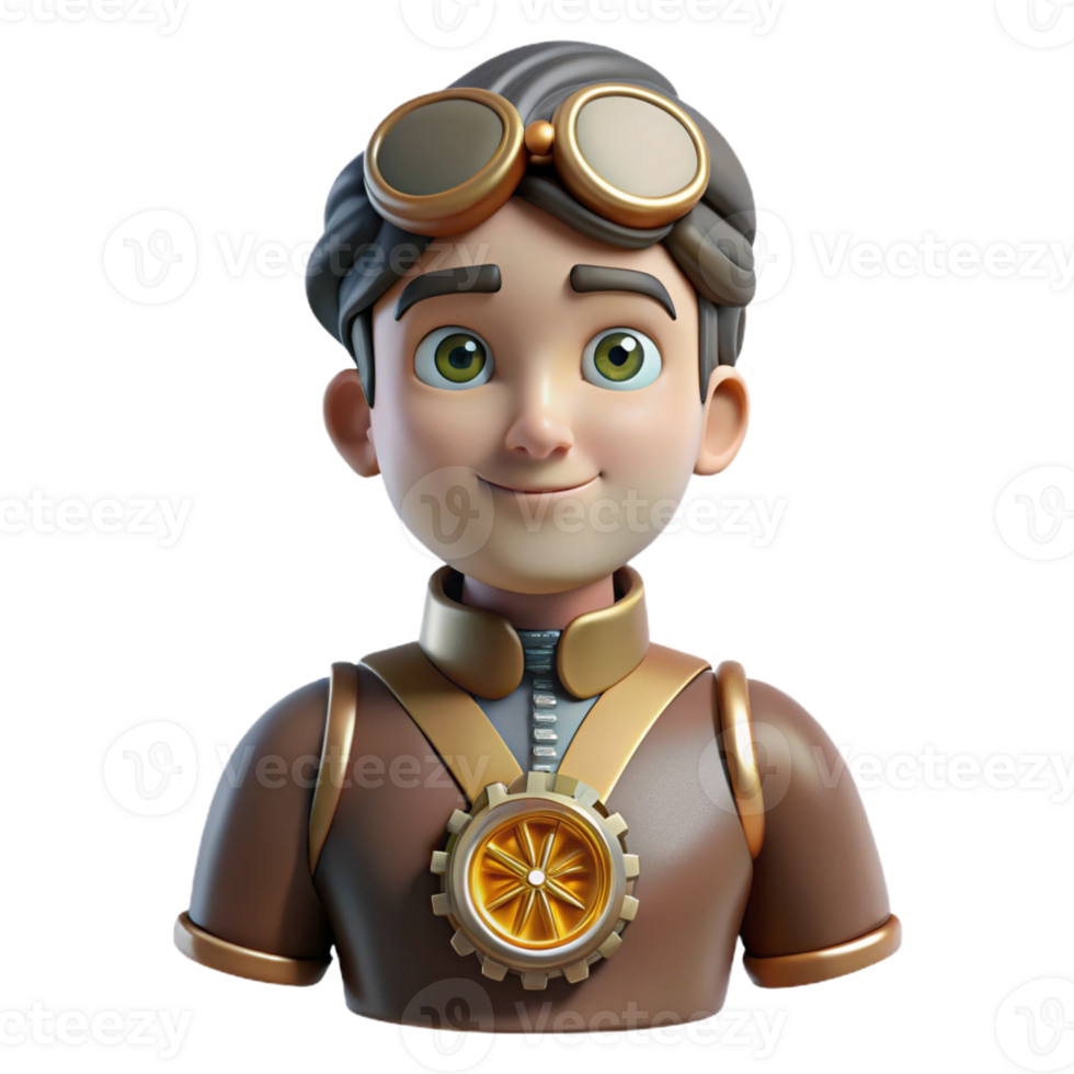 serene vintage Portrait of a person with a clockwork heart visible through their chest, steampunk style 4K png