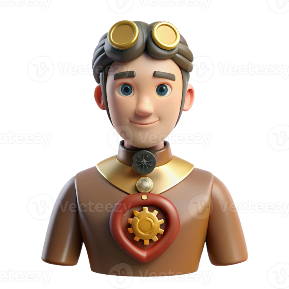 wonderful modern Portrait of a person with a clockwork heart visible through their chest, steampunk style original png
