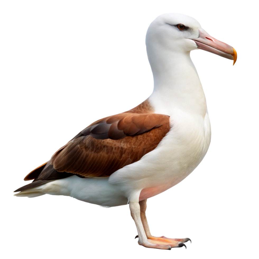 Stunning Profile of a Young Albatross Bird Against a Black Background png