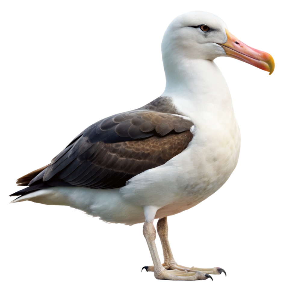 Closeup of a magnificent adult Blackbrowed Albatross standing on a black background png