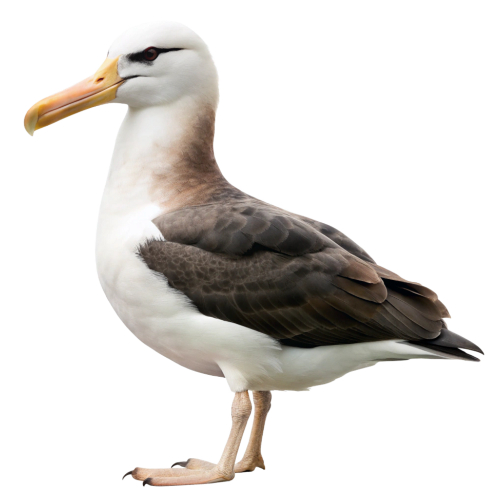 A Stunning Profile View of a Young Blackbrowed Albatross Bird Against a Black Background png