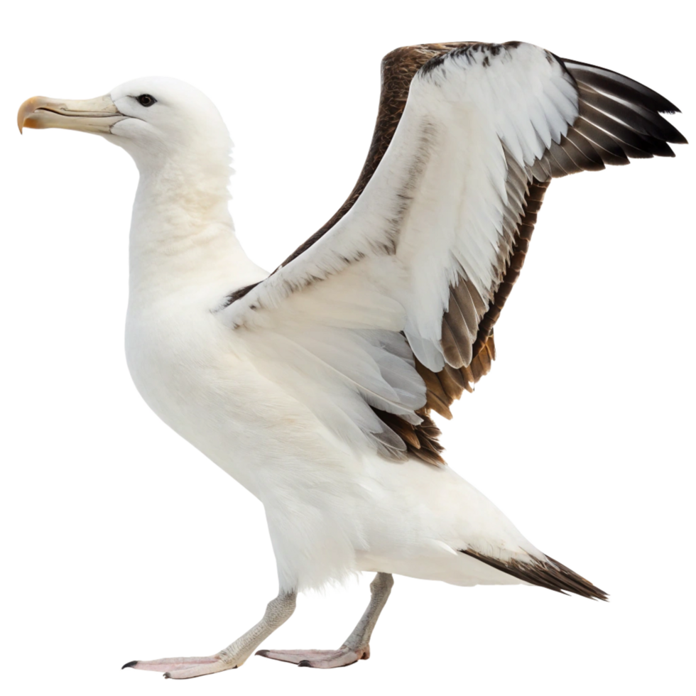 Majestic White Albatross with Spread Wings on Black Background png