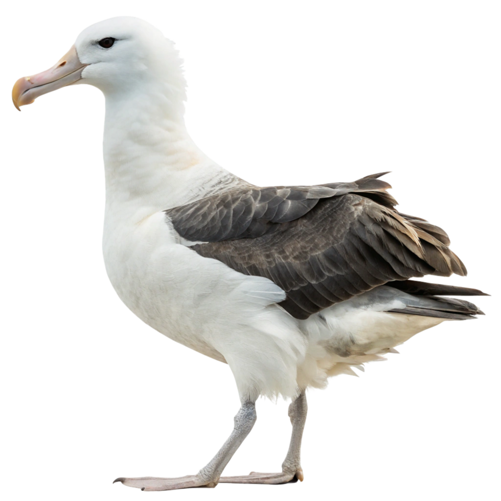 A young Whitecapped Albatross standing on a black background png