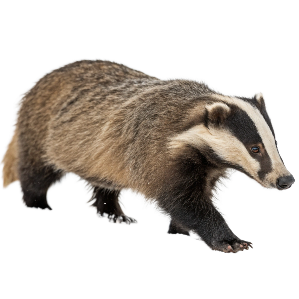 A European Badger Walking in the Snow A Detailed Look at this Nocturnal Mammal png
