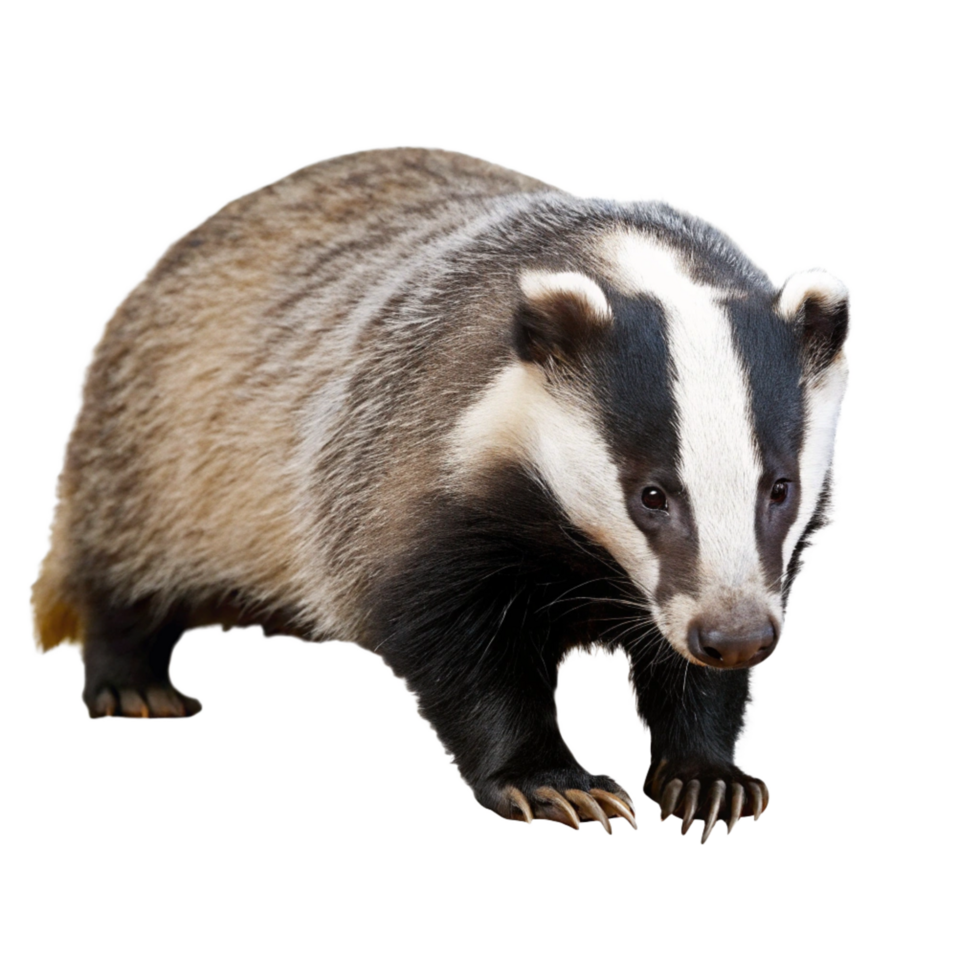 A Closeup of a European Badger on Black Background Wildlife Photography png