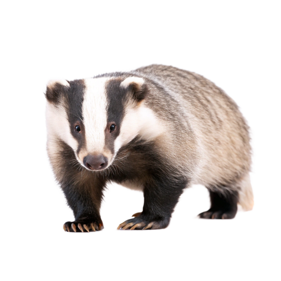 Closeup of an Adorable European Badger Standing on White Background png