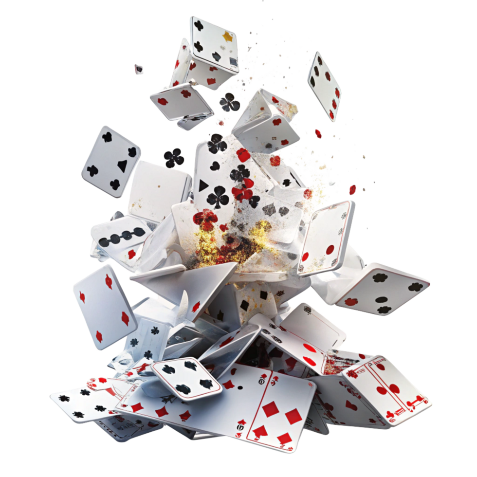 An Explosion of Playing Cards in Mid Air A 3D Render of Chaos and Gamble png