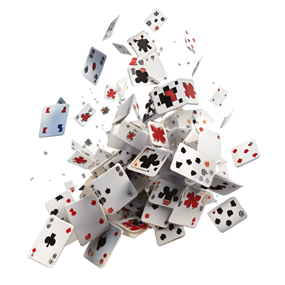 A Stunning 3D Render of Exploding Playing Cards in MidAir png