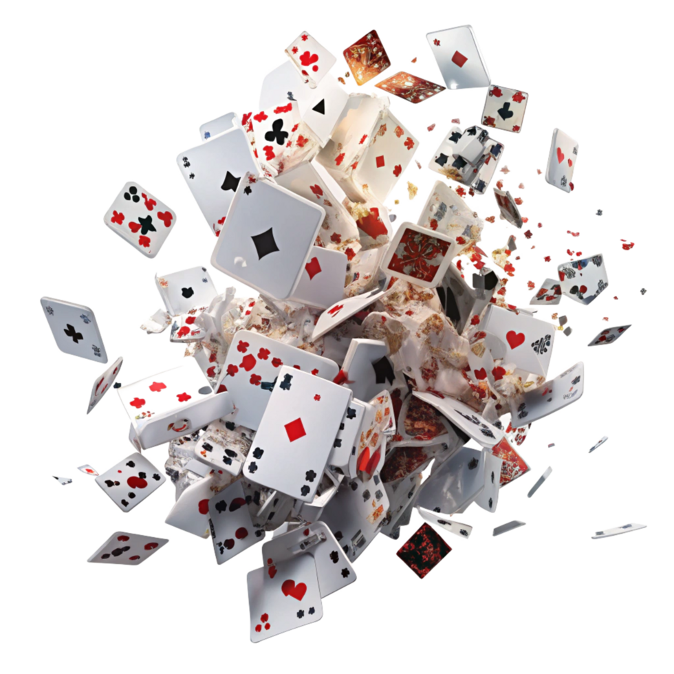 An Explosion of Playing Cards in MidAir A Stunning Visual of Chaos and Chance png