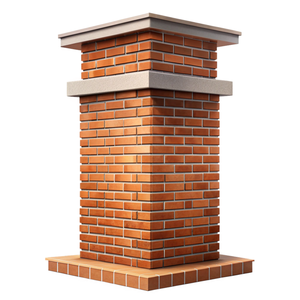 Architectural rendering of a brick chimney or pillar with a cap and base png