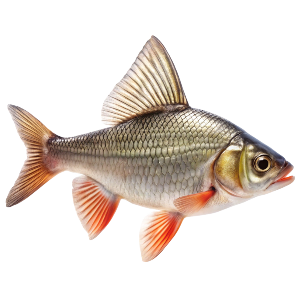 Closeup of a beautiful freshwater fish with prominent dorsal fin and reddish orange pectoral and pelvic fins png