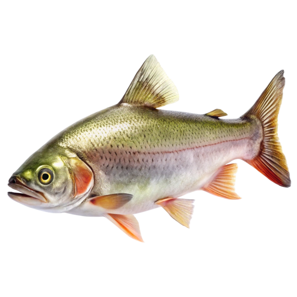 Closeup of a Grayling Fish with Olive Green and Pink Hues on Black Background png