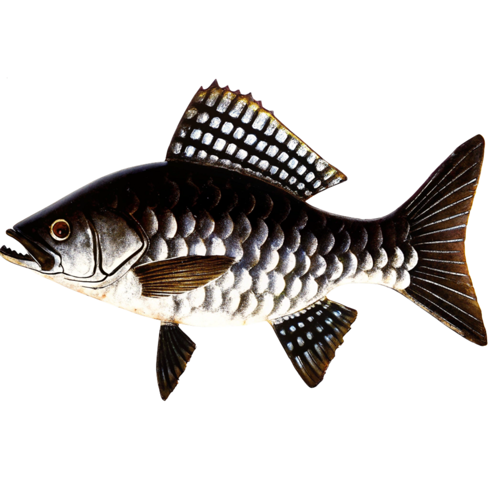 Closeup of a Striking DarkColored Fish with Unique Dorsal Fin Pattern png