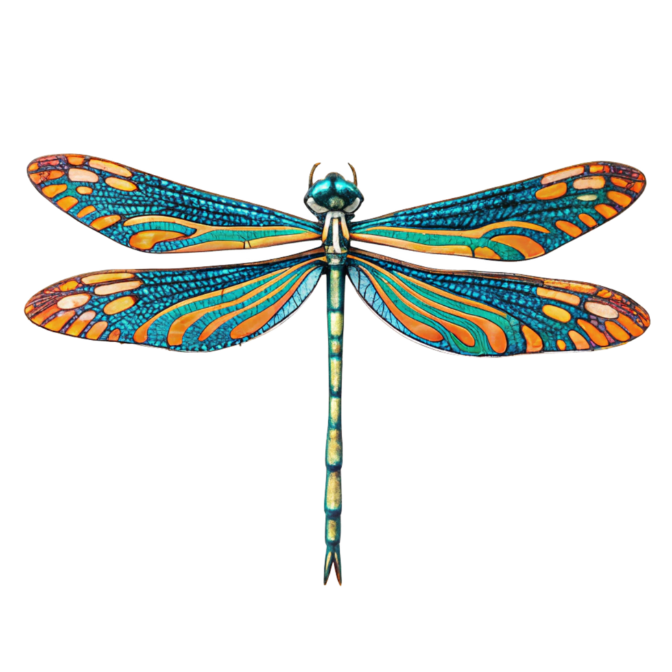 A Stunning Closeup of a Vibrant Dragonfly with Intricate Wing Details png