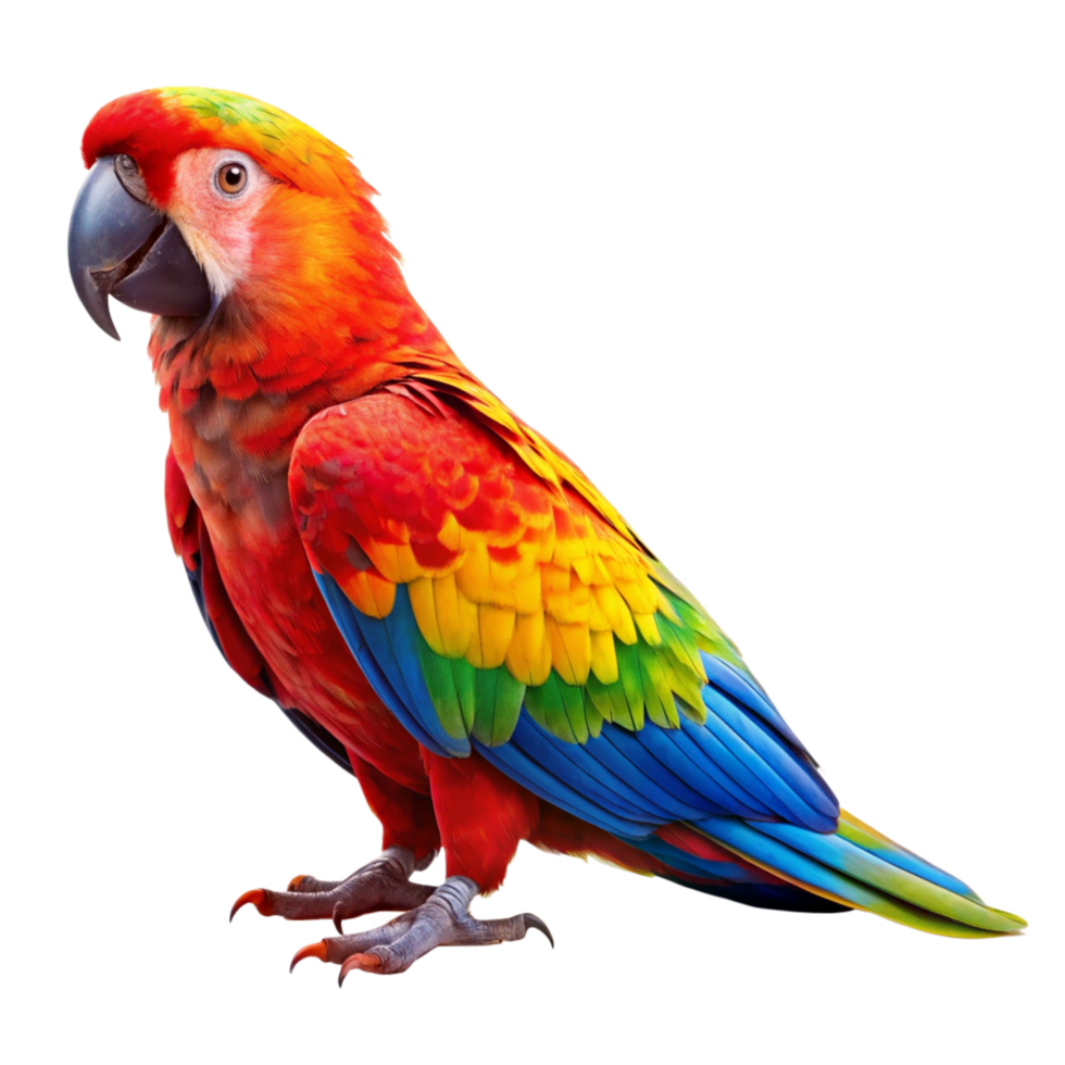 Vibrant Scarlet Macaw Parrot Isolated on Black Background a Stunning Display of Tropical Bird Beauty png