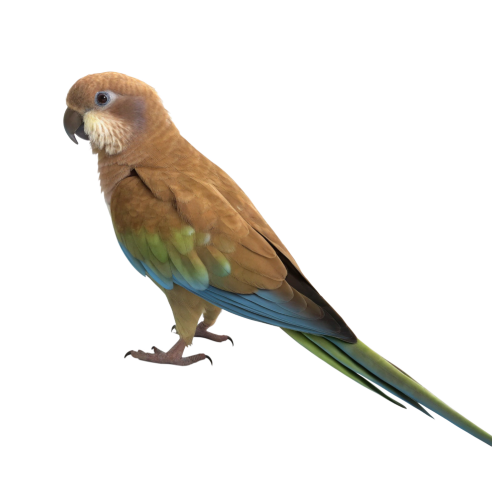 A Stunning Profile View of a Brown and Teal Parakeet Against a Black Background png