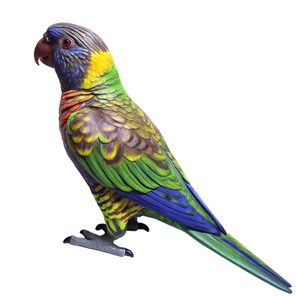A Vivid Rainbow Lorikeet Bird Profile View against Black Background png