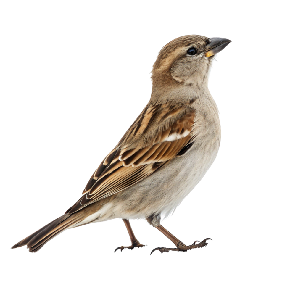 A Detailed Closeup of a House Sparrow Perched on a Black Background png