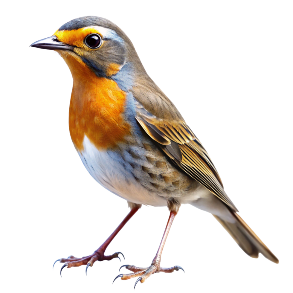 A Stunning Closeup of a European Robin Bird on Black Background png