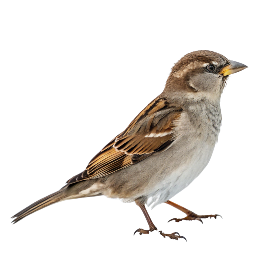 A Detailed Closeup of House Sparrow Perched Against a Black Background png