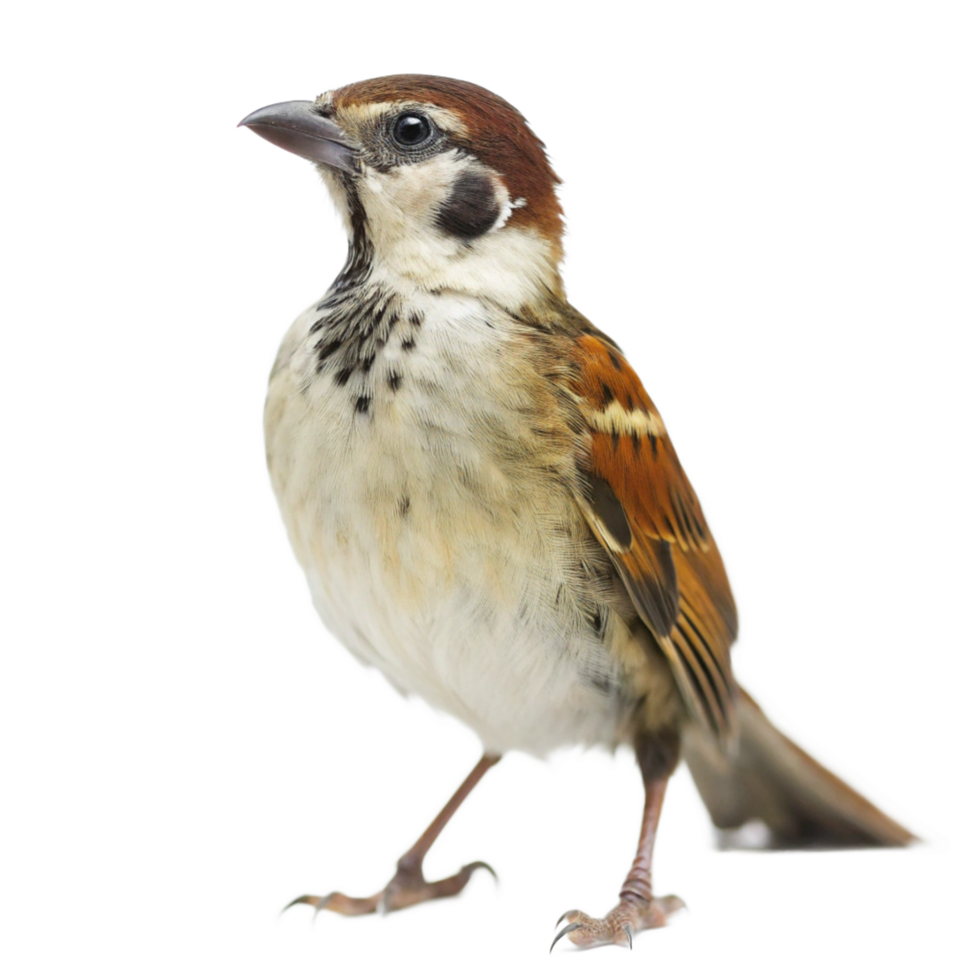 A Stunning Closeup of a Eurasian Tree Sparrow Perched Against a Black Background png