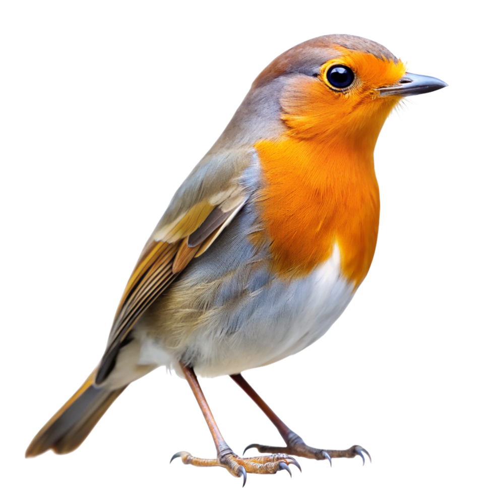 A Stunning Closeup of a European Robin Bird Against a Black Background png