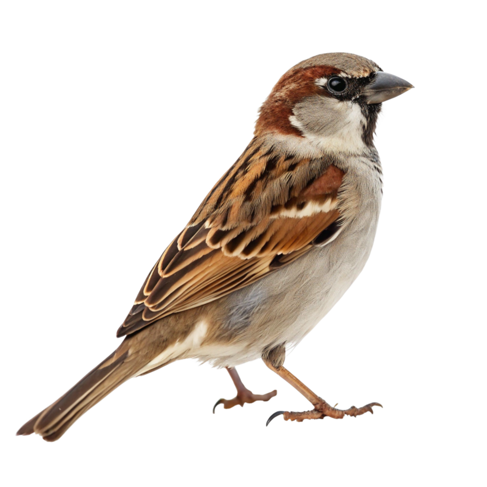A Detailed Close Up of a House Sparrow Bird on a Black Background png