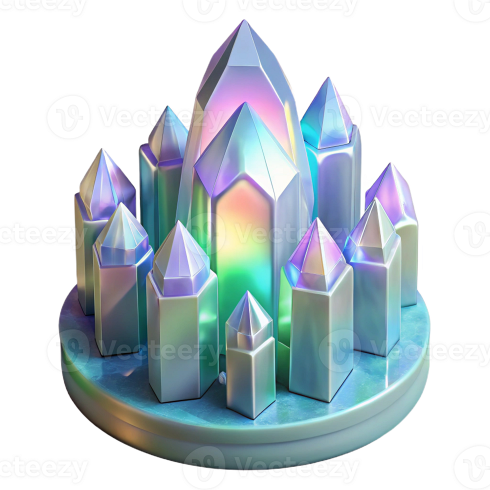 magnificent vintage A crystalline palace made of quartz, refracting rainbow light, ethereal and otherworldly detailed png