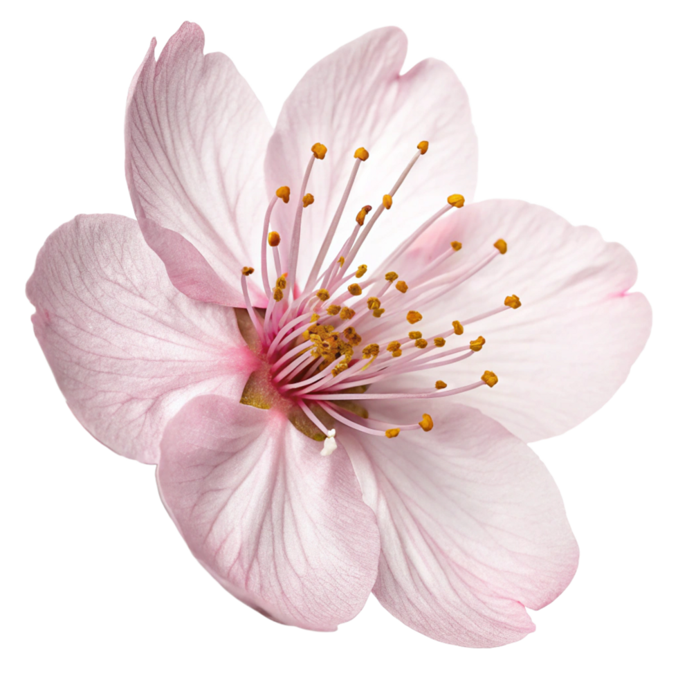 Closeup of a Delicate Pink Flower Blossom with Yellow Stamens png