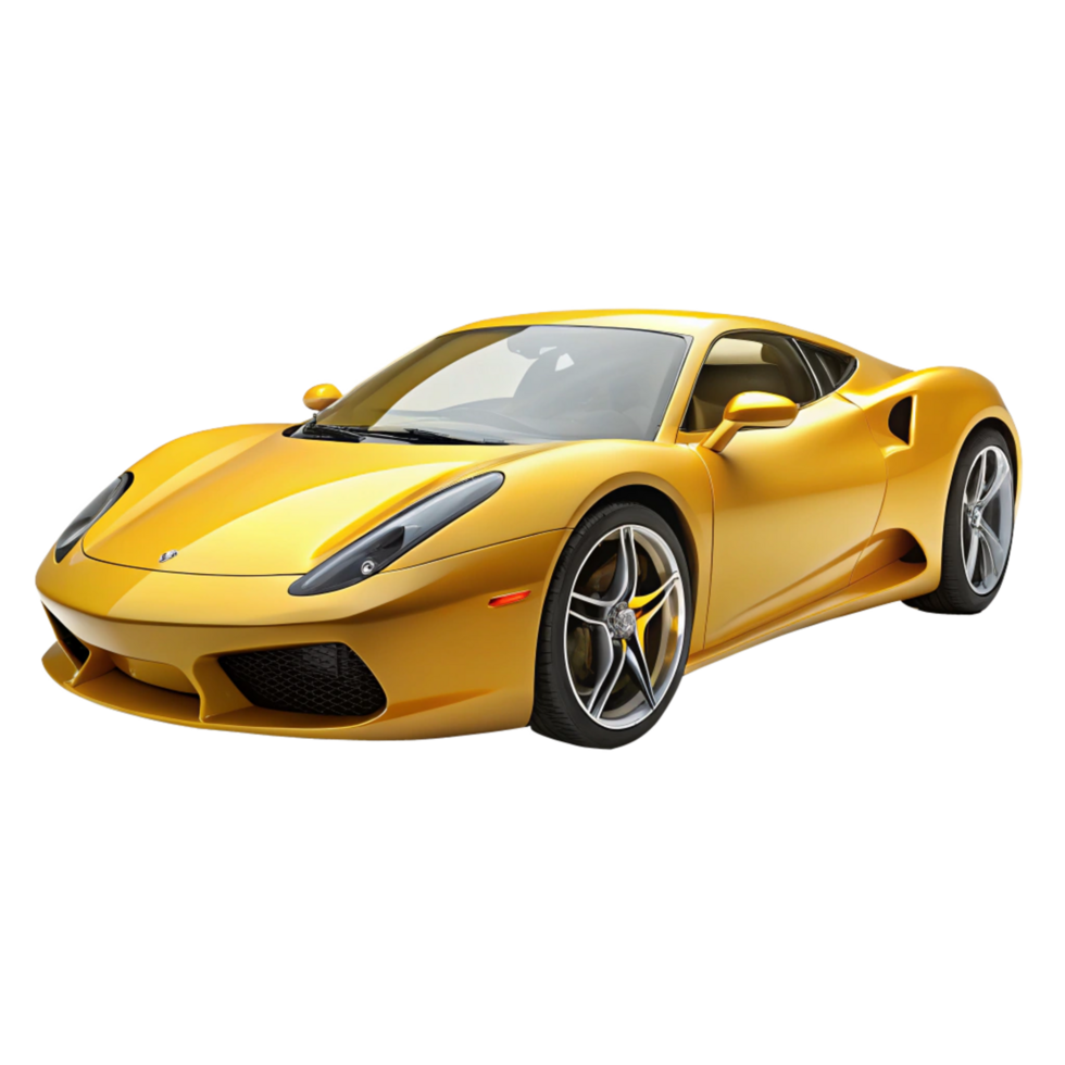 Stunning Yellow Luxury Sports Car Isolated on Black Background png