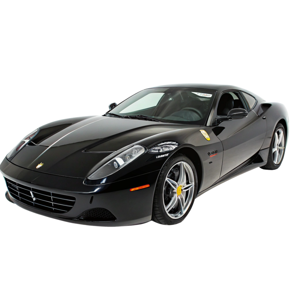 Sleek Black Ferrari 599 GTO Coupe Luxury Sports Car with Alloy Wheels png